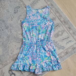 Lilly Pulitzer Girls Blue Coastal Romper Ruffle Skort SzXL (12-14)